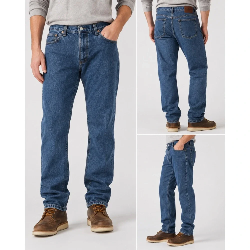 LL Bean Double L Natural Fit Flannel Lined Jeans Mens 34x30 Blue Denim Plaid